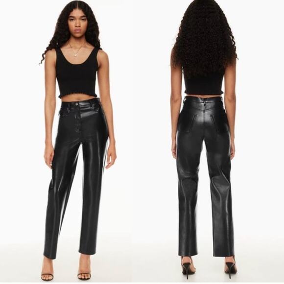 Aritzia Wilfred The Melina Pant High-waisted Vegan Leather Pants Size 10 EUC - Picture 1 of 8
